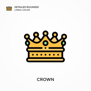 Taç detaylı yuvarlak çizgisel renk. Modern vektör illüstrasyon kavramları. Düzenlemesi ve kişiselleştirmesi kolay.