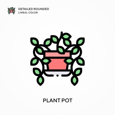 Bitki kabı yuvarlak çizgi rengini detaylandırdı. Modern vektör illüstrasyon kavramları. Düzenlemesi ve kişiselleştirmesi kolay.