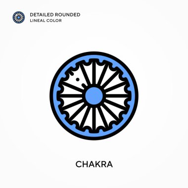 Çakra detaylı yuvarlak çizgisel renk. Modern vektör illüstrasyon kavramları. Düzenlemesi ve kişiselleştirmesi kolay.