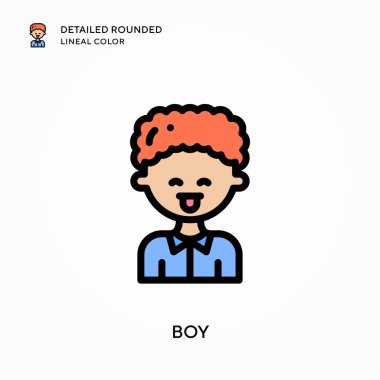 Oğlan yuvarlak çizgi rengini detaylandırdı. Modern vektör illüstrasyon kavramları. Düzenlemesi ve kişiselleştirmesi kolay.