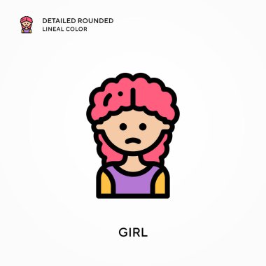 Kız yuvarlak çizgi rengini detaylandırmış. Modern vektör illüstrasyon kavramları. Düzenlemesi ve kişiselleştirmesi kolay.