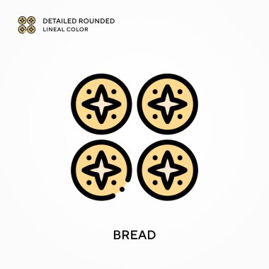 Ekmek detaylı yuvarlak çizgisel renk. Modern vektör illüstrasyon kavramları. Düzenlemesi ve kişiselleştirmesi kolay.