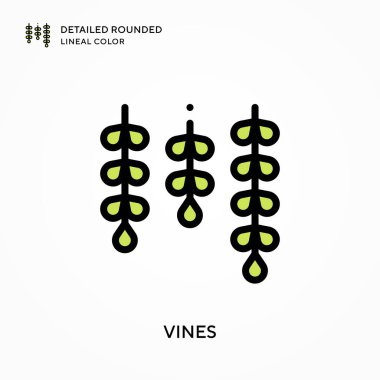 Sarmaşıklar ayrıntılı yuvarlak çizgisel renkler. Modern vektör illüstrasyon kavramları. Düzenlemesi ve kişiselleştirmesi kolay.