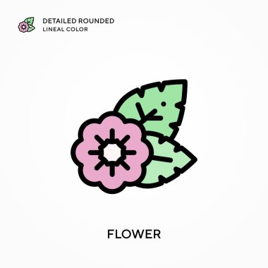 Çiçek detaylandırılmış yuvarlak çizgi rengi. Modern vektör illüstrasyon kavramları. Düzenlemesi ve kişiselleştirmesi kolay.