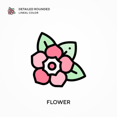 Çiçek detaylandırılmış yuvarlak çizgi rengi. Modern vektör illüstrasyon kavramları. Düzenlemesi ve kişiselleştirmesi kolay.