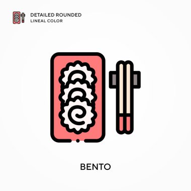 Bento ayrıntılı yuvarlak çizgisel renk. Modern vektör illüstrasyon kavramları. Düzenlemesi ve kişiselleştirmesi kolay.
