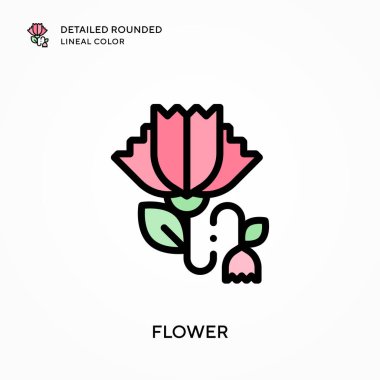 Çiçek detaylandırılmış yuvarlak çizgi rengi. Modern vektör illüstrasyon kavramları. Düzenlemesi ve kişiselleştirmesi kolay.