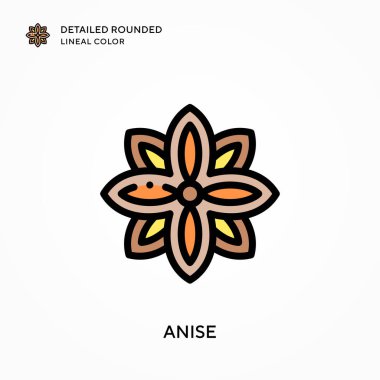 Anason detaylı yuvarlak çizgisel renk. Modern vektör illüstrasyon kavramları. Düzenlemesi ve kişiselleştirmesi kolay.