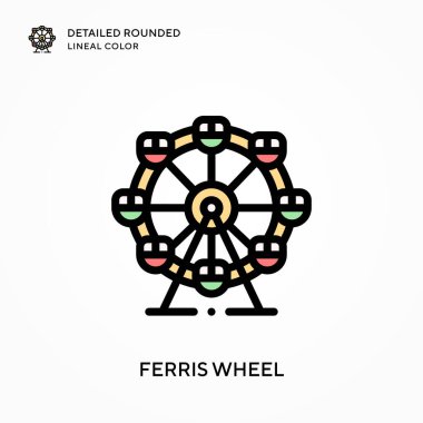 Dönme dolap yuvarlak çizgi rengini detaylandırdı. Modern vektör illüstrasyon kavramları. Düzenlemesi ve kişiselleştirmesi kolay.