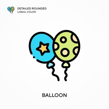 Balon ayrıntılı yuvarlak çizgisel renk. Modern vektör illüstrasyon kavramları. Düzenlemesi ve kişiselleştirmesi kolay.