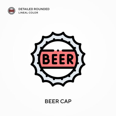 Bira kapağı yuvarlak çizgi rengini detaylandırdı. Modern vektör illüstrasyon kavramları. Düzenlemesi ve kişiselleştirmesi kolay.