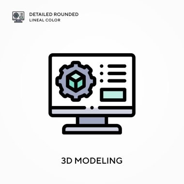 3D modelleme ayrıntılı yuvarlak çizgisel renk. Modern vektör illüstrasyon kavramları. Düzenlemesi ve kişiselleştirmesi kolay.