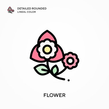 Çiçek detaylandırılmış yuvarlak çizgi rengi. Modern vektör illüstrasyon kavramları. Düzenlemesi ve kişiselleştirmesi kolay.