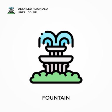 Çeşmenin ayrıntılı yuvarlak çizgisel rengi. Modern vektör illüstrasyon kavramları. Düzenlemesi ve kişiselleştirmesi kolay.