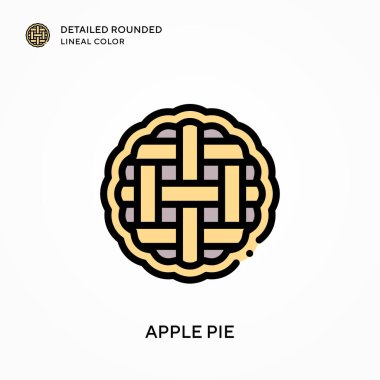 Elmalı turta ayrıntılı yuvarlak doğrusal renk. Modern vektör illüstrasyon kavramları. Düzenlemesi ve kişiselleştirmesi kolay.