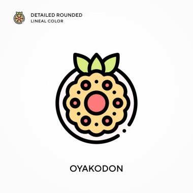 Oyakodon ayrıntılı yuvarlak çizgisel renk. Modern vektör illüstrasyon kavramları. Düzenlemesi ve kişiselleştirmesi kolay.