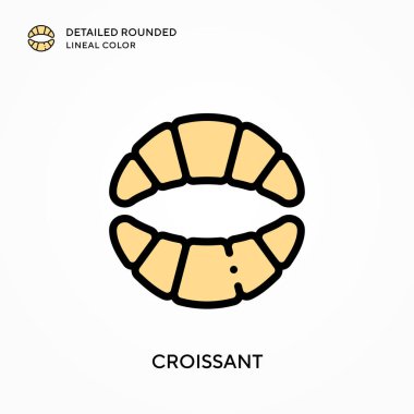 Kruvasan ayrıntılı yuvarlak çizgisel renk. Modern vektör illüstrasyon kavramları. Düzenlemesi ve kişiselleştirmesi kolay.