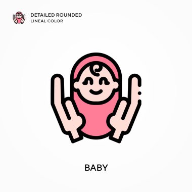 Bebek detaylı yuvarlak çizgisel renk. Modern vektör illüstrasyon kavramları. Düzenlemesi ve kişiselleştirmesi kolay.
