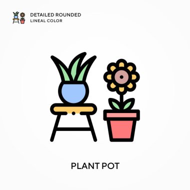 Bitki kabı yuvarlak çizgi rengini detaylandırdı. Modern vektör illüstrasyon kavramları. Düzenlemesi ve kişiselleştirmesi kolay.