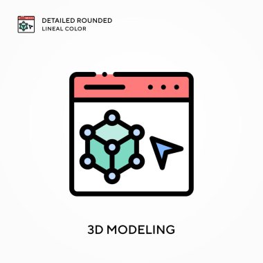 3D modelleme ayrıntılı yuvarlak çizgisel renk. Modern vektör illüstrasyon kavramları. Düzenlemesi ve kişiselleştirmesi kolay.