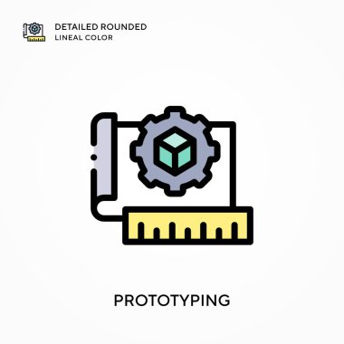 Ayrıntılı yuvarlak çizgi renginin prototipi yapılıyor. Modern vektör illüstrasyon kavramları. Düzenlemesi ve kişiselleştirmesi kolay.