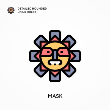 Maske ayrıntılı yuvarlak çizgisel renk. Modern vektör illüstrasyon kavramları. Düzenlemesi ve kişiselleştirmesi kolay.