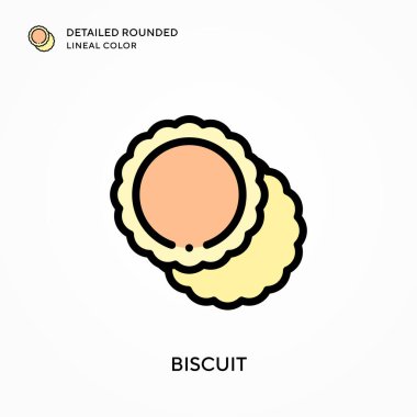 Bisküvi detaylı yuvarlak çizgisel renk. Modern vektör illüstrasyon kavramları. Düzenlemesi ve kişiselleştirmesi kolay.