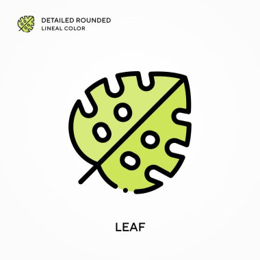 Yaprak ayrıntılı yuvarlak çizgisel renk. Modern vektör illüstrasyon kavramları. Düzenlemesi ve kişiselleştirmesi kolay.