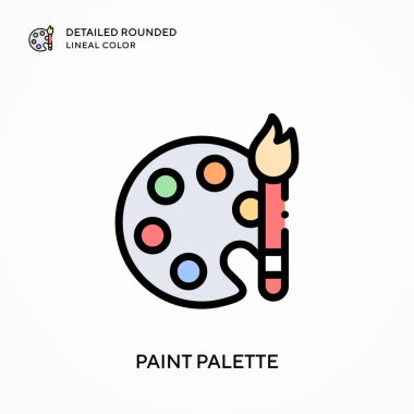 Boya paleti ayrıntılı yuvarlak çizgisel renk. Modern vektör illüstrasyon kavramları. Düzenlemesi ve kişiselleştirmesi kolay.