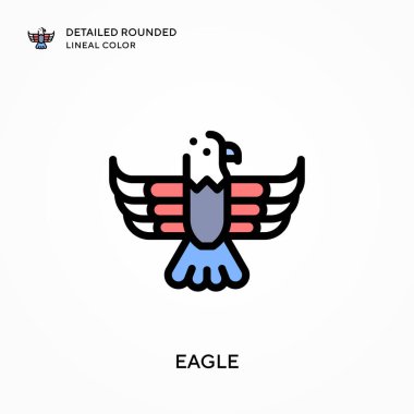 Kartal ayrıntılı yuvarlak çizgi rengi. Modern vektör illüstrasyon kavramları. Düzenlemesi ve kişiselleştirmesi kolay.