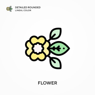 Çiçek detaylandırılmış yuvarlak çizgi rengi. Modern vektör illüstrasyon kavramları. Düzenlemesi ve kişiselleştirmesi kolay.