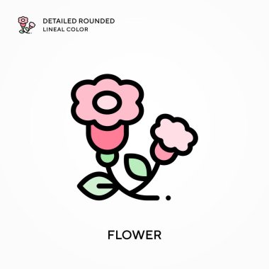 Çiçek detaylandırılmış yuvarlak çizgi rengi. Modern vektör illüstrasyon kavramları. Düzenlemesi ve kişiselleştirmesi kolay.