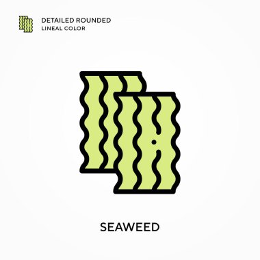 Deniz yosunu, yuvarlak çizgisel renkleri detaylı olarak açıklar. Modern vektör illüstrasyon kavramları. Düzenlemesi ve kişiselleştirmesi kolay.