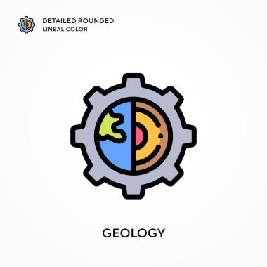 Jeoloji ayrıntılı yuvarlak doğrusal renk. Modern vektör illüstrasyon kavramları. Düzenlemesi ve kişiselleştirmesi kolay.