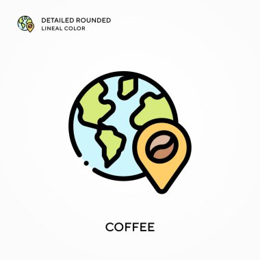 Kahve ayrıntılı yuvarlak çizgisel renk. Modern vektör illüstrasyon kavramları. Düzenlemesi ve kişiselleştirmesi kolay.