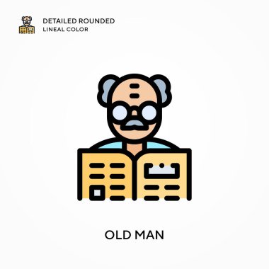 Yaşlı adam yuvarlak çizgi rengini detaylandırdı. Modern vektör illüstrasyon kavramları. Düzenlemesi ve kişiselleştirmesi kolay.