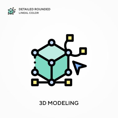 3D modelleme ayrıntılı yuvarlak çizgisel renk. Modern vektör illüstrasyon kavramları. Düzenlemesi ve kişiselleştirmesi kolay.