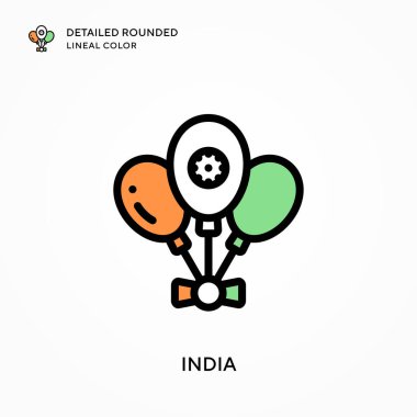 Hindistan ayrıntılı yuvarlak çizgisel renk. Modern vektör illüstrasyon kavramları. Düzenlemesi ve kişiselleştirmesi kolay.