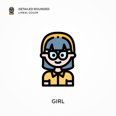 Kız yuvarlak çizgi rengini detaylandırmış. Modern vektör illüstrasyon kavramları. Düzenlemesi ve kişiselleştirmesi kolay.
