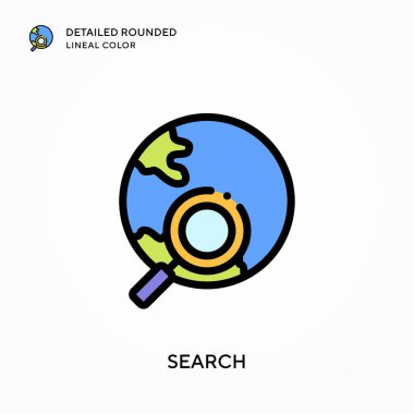 Ayrıntılı yuvarlak çizgi rengini ara. Modern vektör illüstrasyon kavramları. Düzenlemesi ve kişiselleştirmesi kolay.