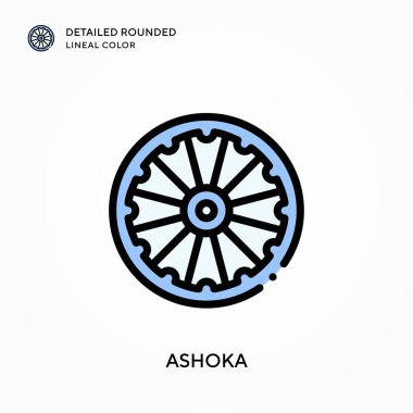 Ashoka ayrıntılı yuvarlak çizgisel renk. Modern vektör illüstrasyon kavramları. Düzenlemesi ve kişiselleştirmesi kolay.