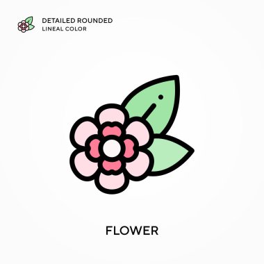 Çiçek detaylandırılmış yuvarlak çizgi rengi. Modern vektör illüstrasyon kavramları. Düzenlemesi ve kişiselleştirmesi kolay.