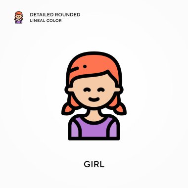 Kız yuvarlak çizgi rengini detaylandırmış. Modern vektör illüstrasyon kavramları. Düzenlemesi ve kişiselleştirmesi kolay.