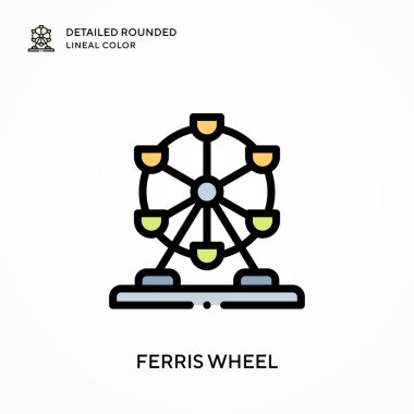 Dönme dolap yuvarlak çizgi rengini detaylandırdı. Modern vektör illüstrasyon kavramları. Düzenlemesi ve kişiselleştirmesi kolay.