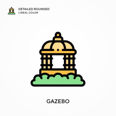 Çardak yuvarlak çizgi rengini detaylandırdı. Modern vektör illüstrasyon kavramları. Düzenlemesi ve kişiselleştirmesi kolay.