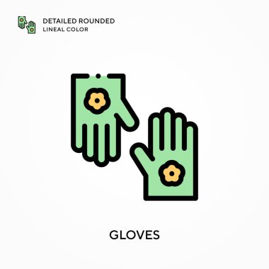 Eldivenler ayrıntılı yuvarlak çizgisel renk. Modern vektör illüstrasyon kavramları. Düzenlemesi ve kişiselleştirmesi kolay.