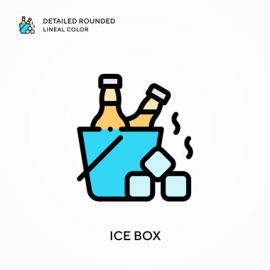 Buzdolabı yuvarlak çizgi rengini detaylandırdı. Modern vektör illüstrasyon kavramları. Düzenlemesi ve kişiselleştirmesi kolay.