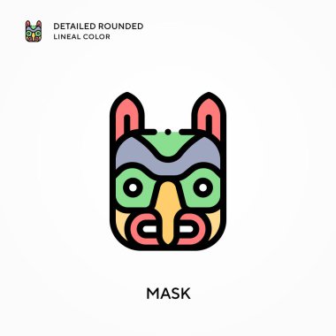 Maske ayrıntılı yuvarlak çizgisel renk. Modern vektör illüstrasyon kavramları. Düzenlemesi ve kişiselleştirmesi kolay.