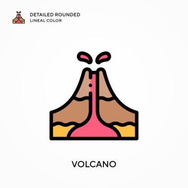 Volkan ayrıntılı yuvarlak çizgisel renk. Modern vektör illüstrasyon kavramları. Düzenlemesi ve kişiselleştirmesi kolay.