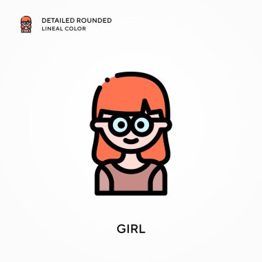 Kız yuvarlak çizgi rengini detaylandırmış. Modern vektör illüstrasyon kavramları. Düzenlemesi ve kişiselleştirmesi kolay.